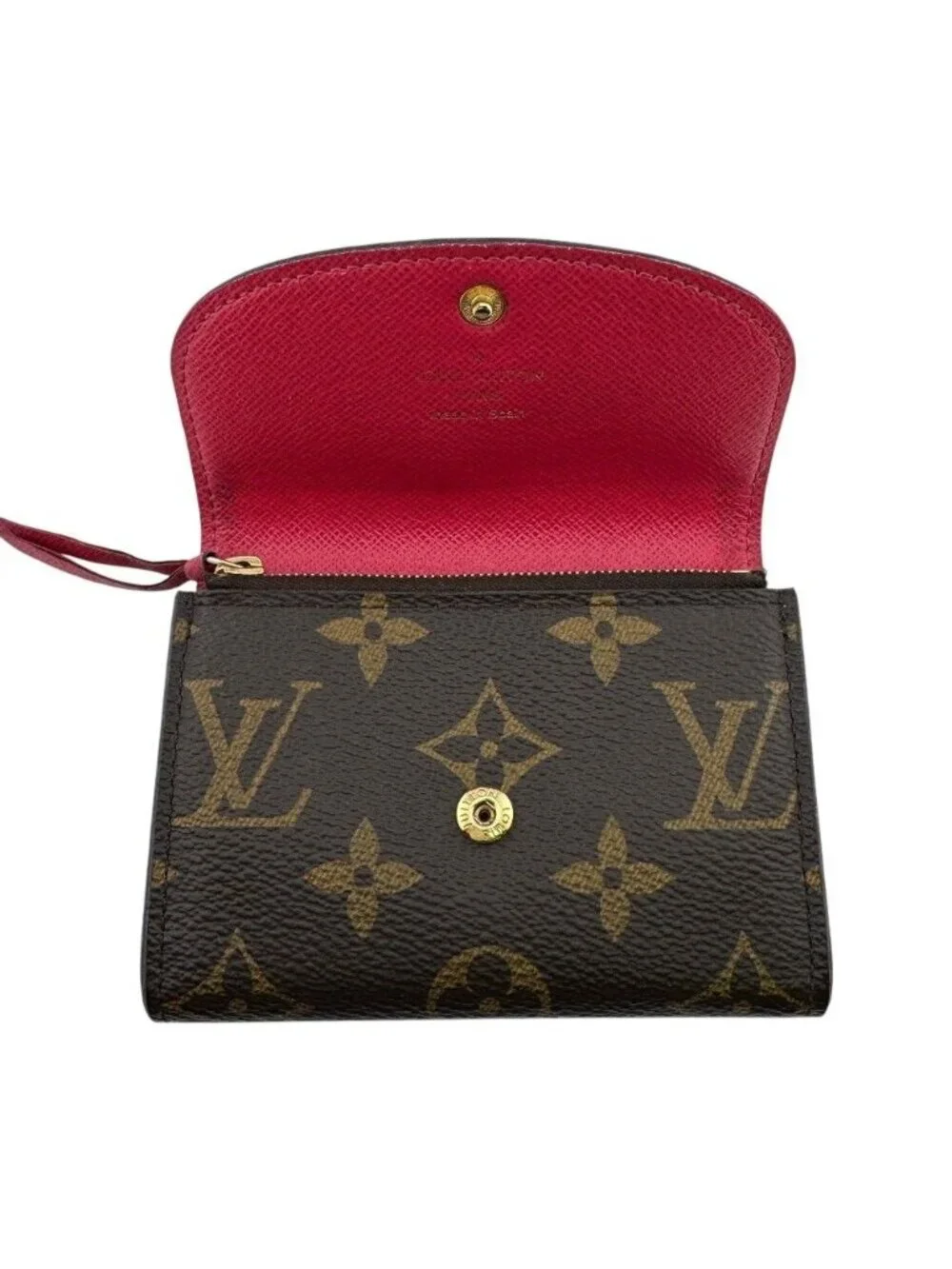 Louis Vuitton Porte Monnaie Rosalie Monogram Compact Wallet Leather Brown